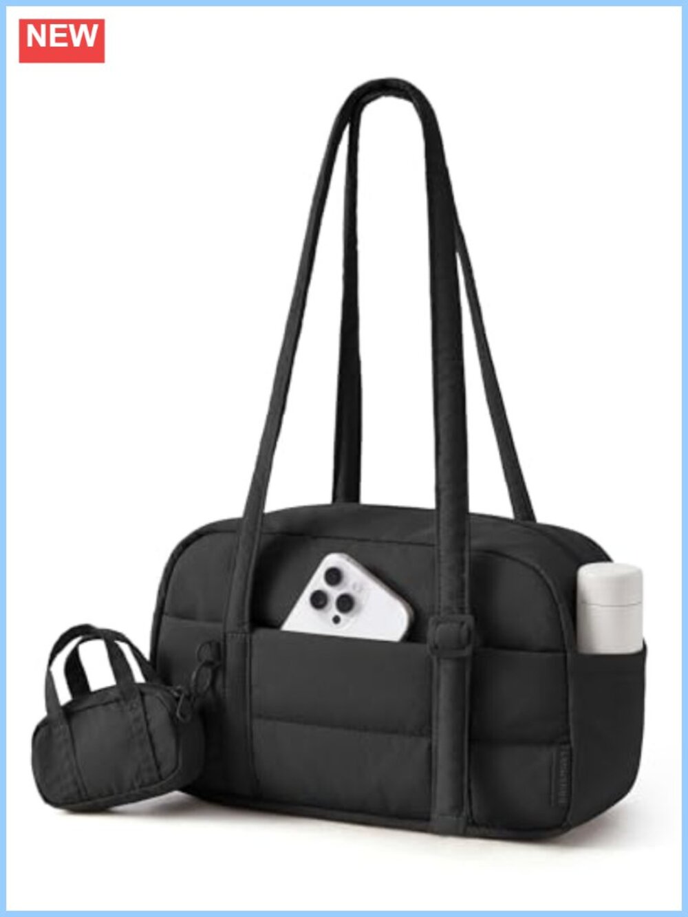 Quilted Puffer Shoulder Bag Lightweight Small Tote with Pouch